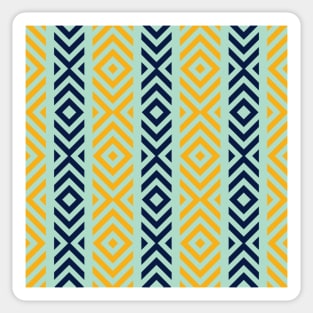 Navy, Teal, and Tangerine Diamond Tribal Stripe Pattern Sticker